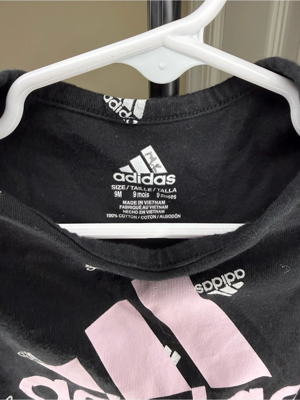 Adidas Black & Pink Logo Baby One-Piece